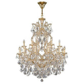 Asfour Crystal - Maria Theresa Chandelier - 19 Bulbs - Gold - Pendeloque Clear